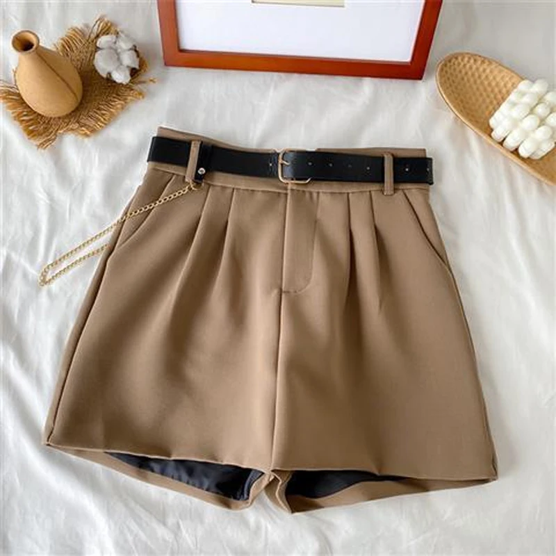 Casual High Waist Wide Leg Shorts Spring Autumn New Solid Color Loose All-match Trend A-line Pants Office Fashion Women Clothing