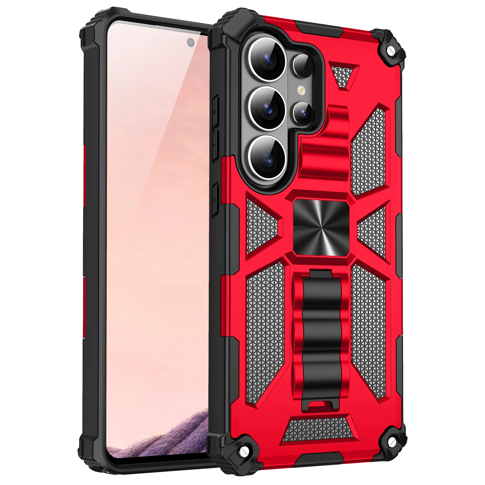 Hybrid Armor Camouflage Phone Case with TPU Frame and Hidden Kickstand
