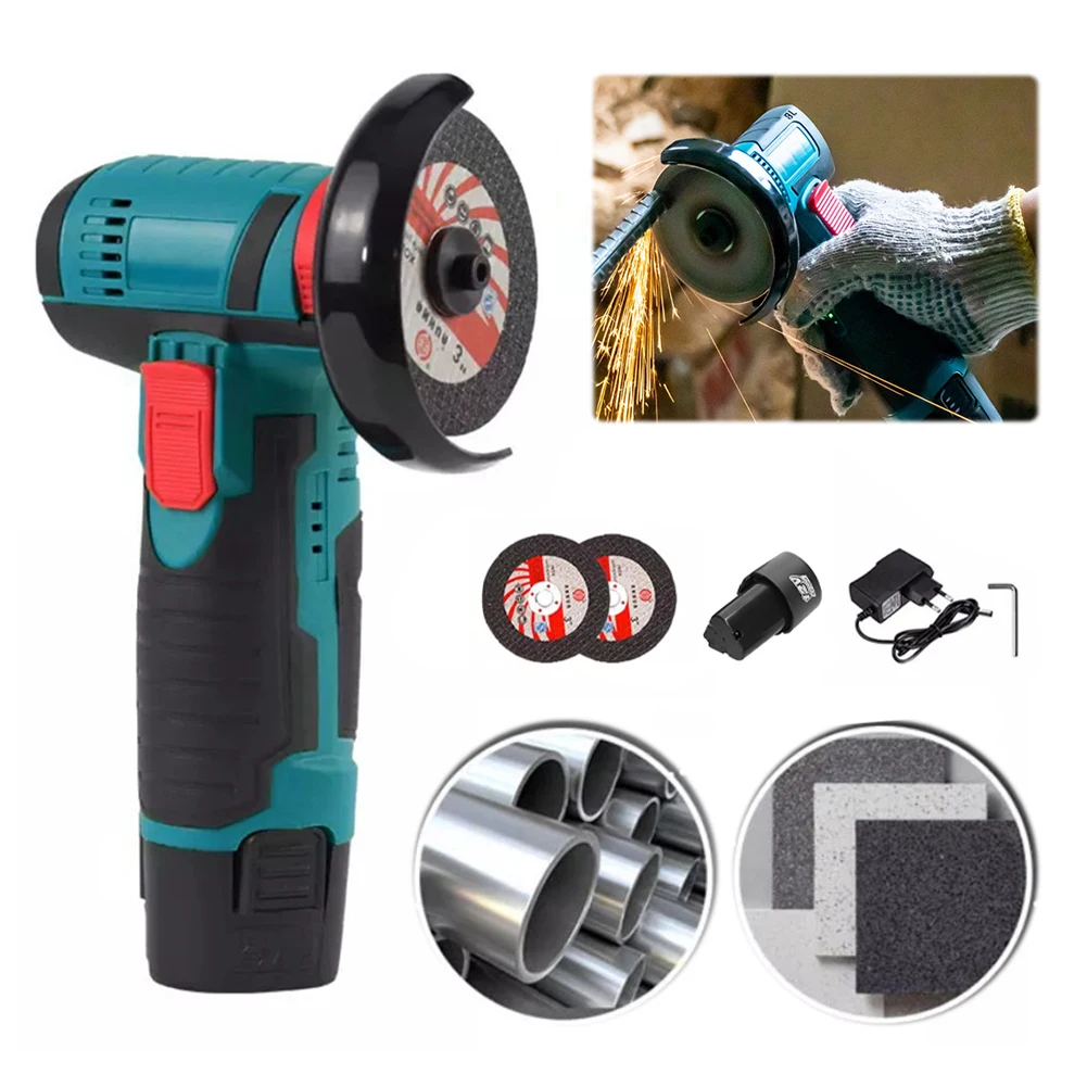 12V 3 Inch Brush Mini Angle Grinder 19500rpm Household Cutting Machine Polishing Machine Micro Angle Grinder Wireless Power Tool