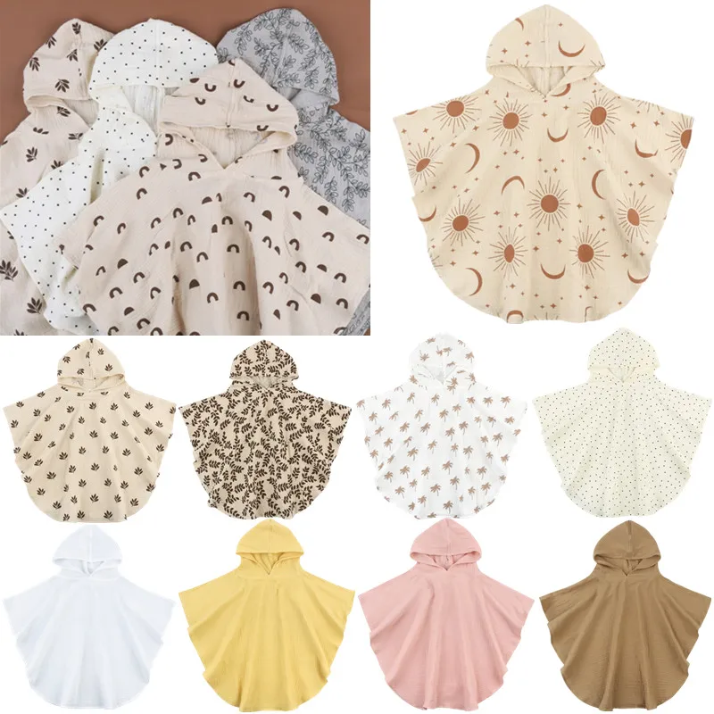 Pure Cotton Gauze Baby Towel Muslin Baby Hooded Bath Towel Boys Girls Quick Dry Shower Swim Bathrobe Ponchos bath towel baby towel muslin towel