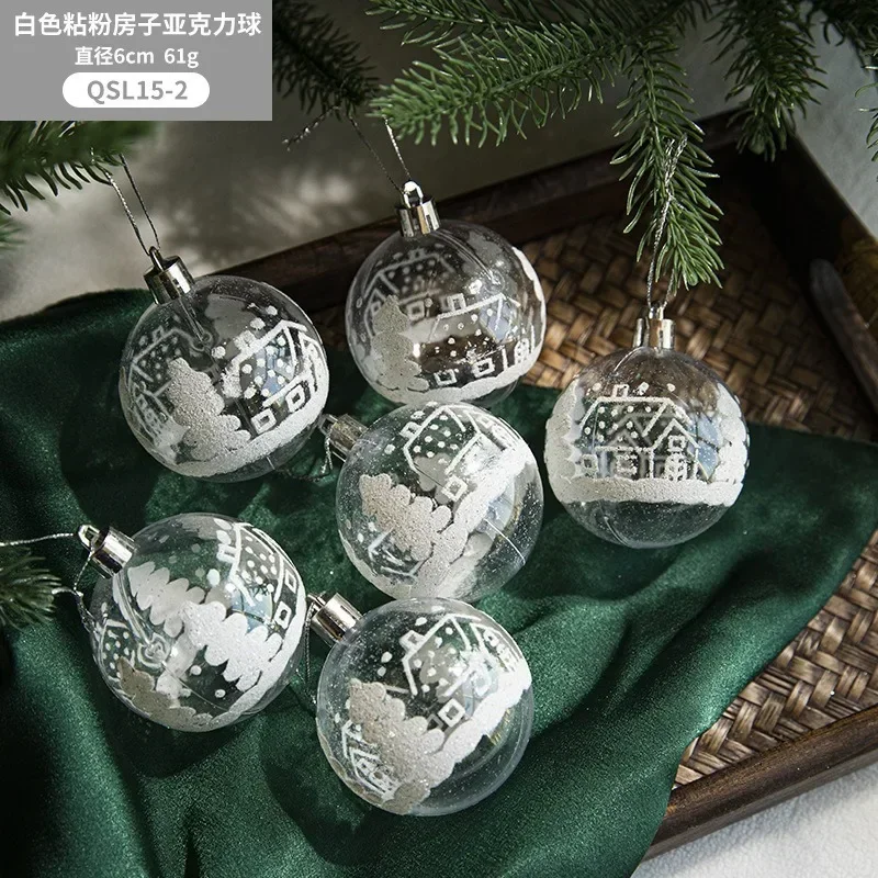 thumbnail image 1 of 6 piezas/caja de 6 cm, bolas de Navidad transparentes para pintar, adornos para árbol de Navidad de Año Nuevo, decoración para el hogar, regalos de Navidad 2024, 1 of 5