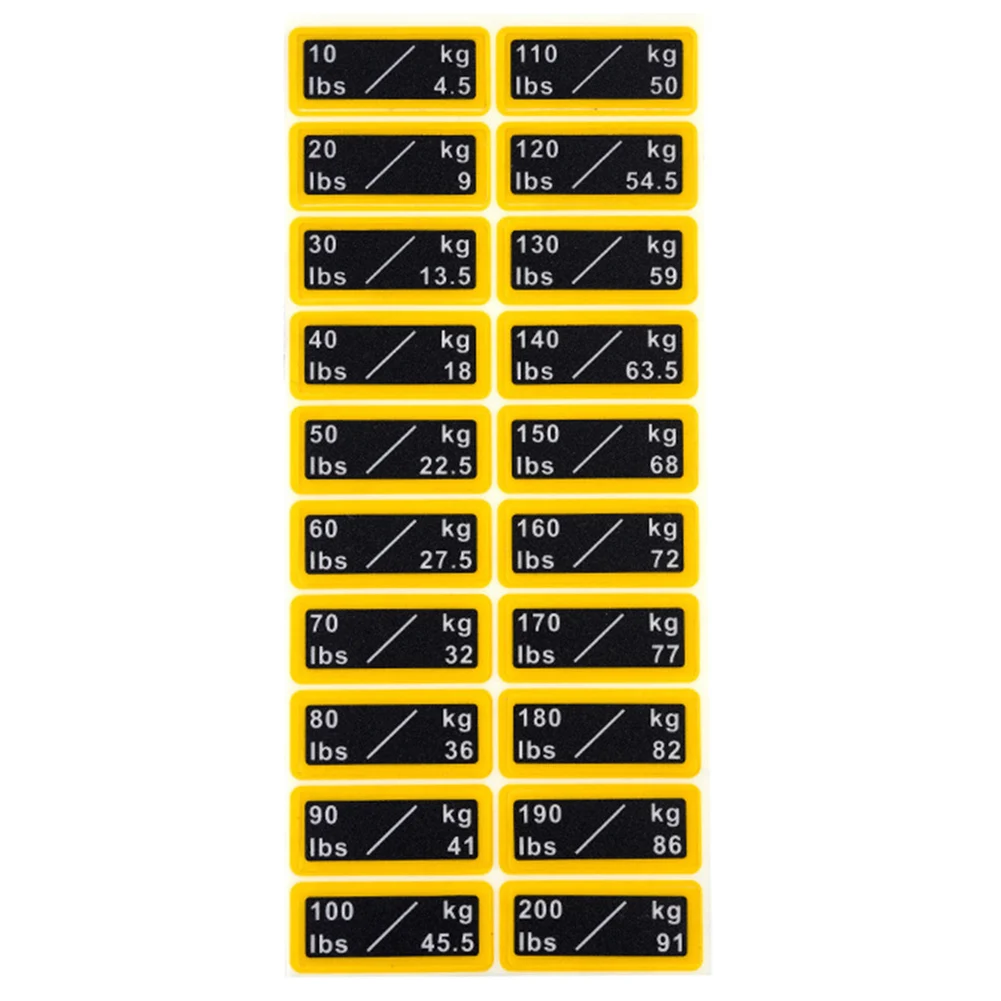 Gym Weight Stickers Smooth PP Material Labels for Efficient Weight Marking on Fitness Equipment 10LB to 100LB