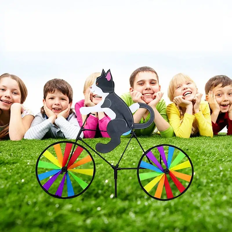 Windspinner Fahrrad Mit Tier – Metall, 64 Cm Hoch, Für Garten-Deko