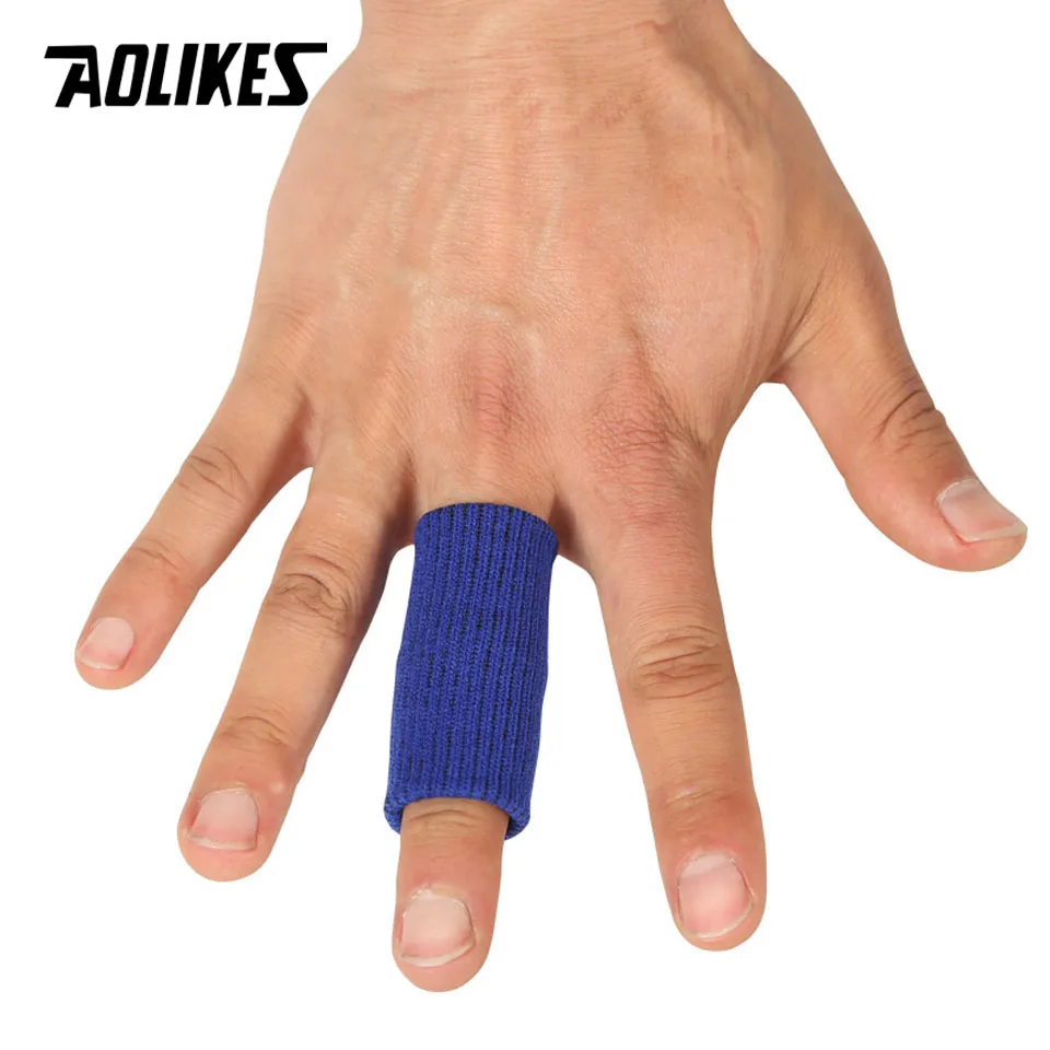 AOLIKES 10PCS/Lot Elastic Finger Sleeves Basketball Sports Safety Thumb Brace Protector For Volleyball Badminton Gym Health Care