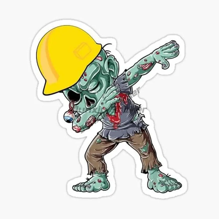 

Skull Pieces Construction Zombie Worker Dabbing, Hard Hat Sticker Decal Helmet Label Funny Art Pattern Fashion Hot