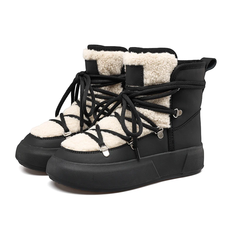 Winter Ankle Boots Trendy Platform Plush Lining for Women - true deals club