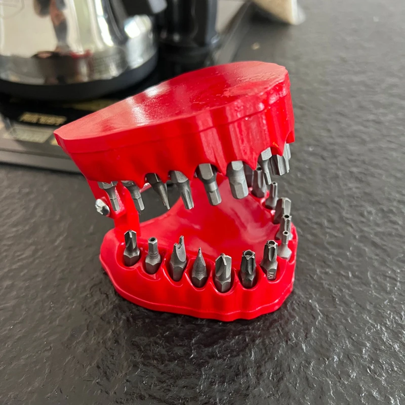 Tool Organizer Denture Drill Bit Holder with 28 Drill Position Teeth Model Design Fits 1/4 Inch Hex Bit and Drive Bit Adapter power tool bag Tool Storage Items