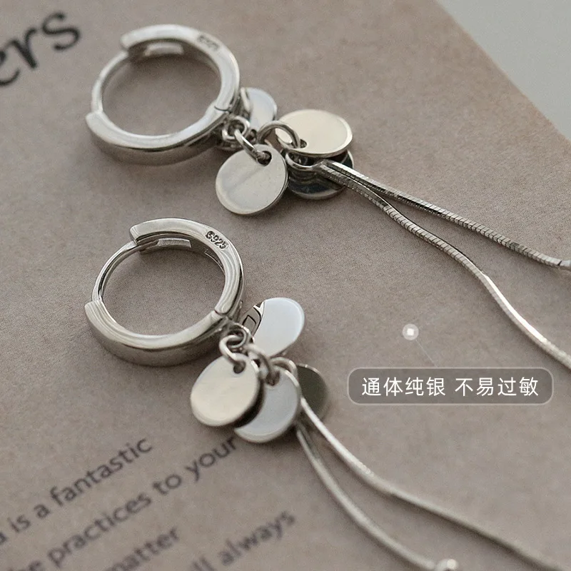 Earrings 925 Sterling Silver Circular Drop silver earrings