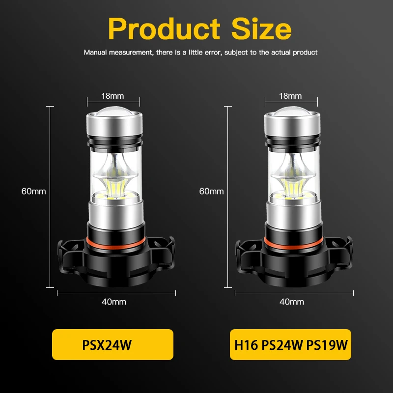 ڵ Ȱ LED , PSX24W H16 PWY24W PSY24W S19W, 20SMD 3030 Ĩ, Ȱ   , 3000K 6000K, 2 