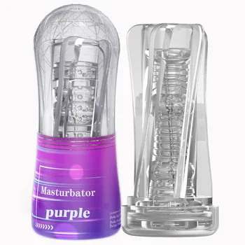 KeRiShair Male Masturbator Cup Soft Pussy Sex Toys Transparent Vagina Adult Endurance Exercise Sex Products Vacuum Pocket Cup 5