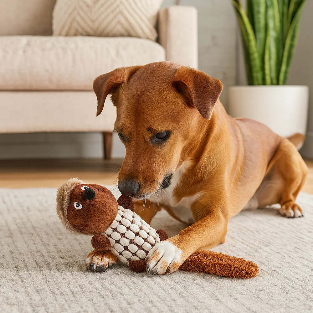 Soft Plush Hedgehog Dog Toy with Squeaker