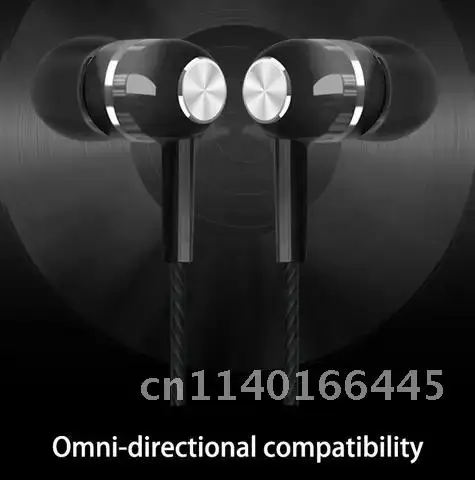 음악 스포츠 스테레오 소음 감소 헤드폰, 3.5mm 플러그 와이어 제어 헤드셋, 아이폰 아이팟 MP3 플레이어용 내장 마이크