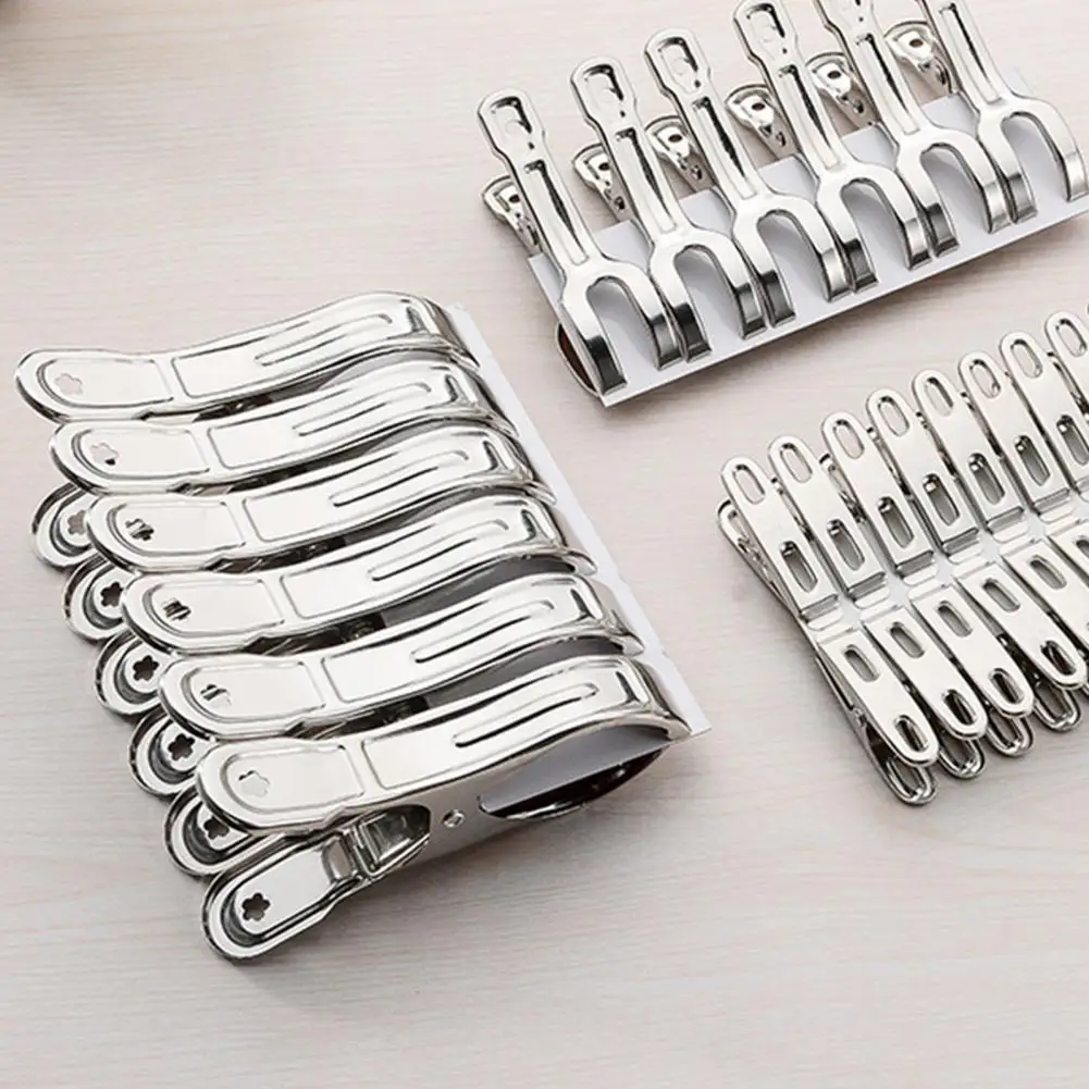 Stainless Steel Clothespins Towel Clips Metal Clothes Pins With Strong Spring Multipurpose Non-Slip Windproof Drying Clips Home