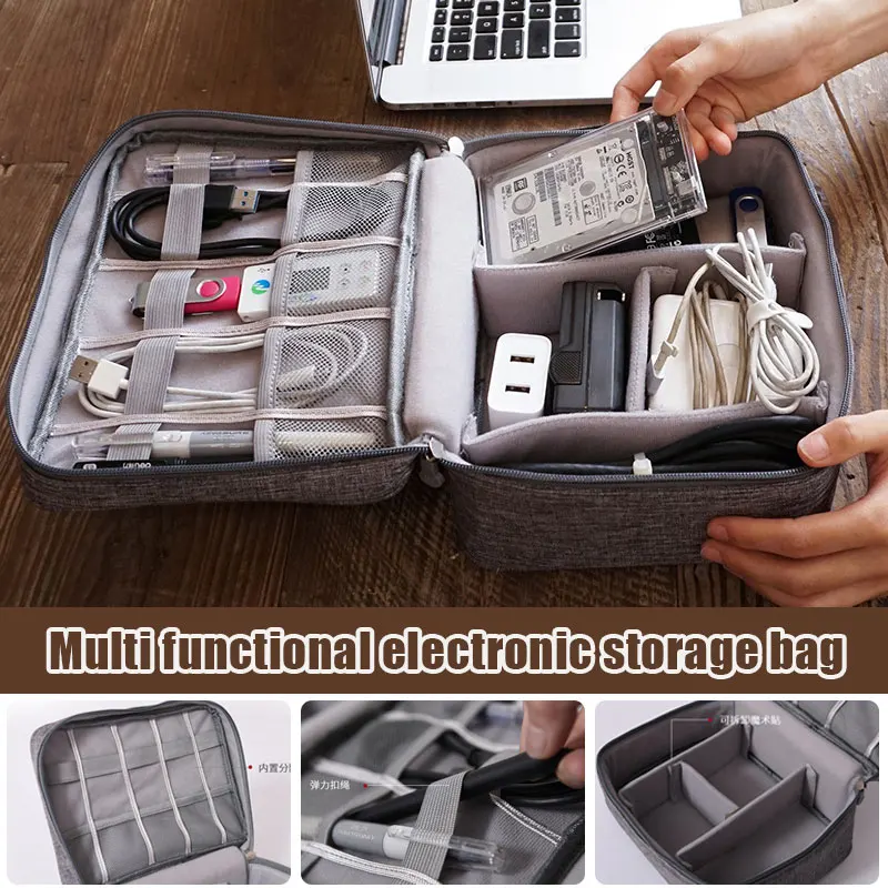 

Portable Cable Storage Bag Waterproof Digital Electronic USB Charger Plug Cosmetic Travel Personal Belongings Organizer Handbag