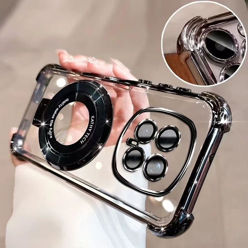 Magic 8 Lite Plating Stand Shockproof Clear Phone Case