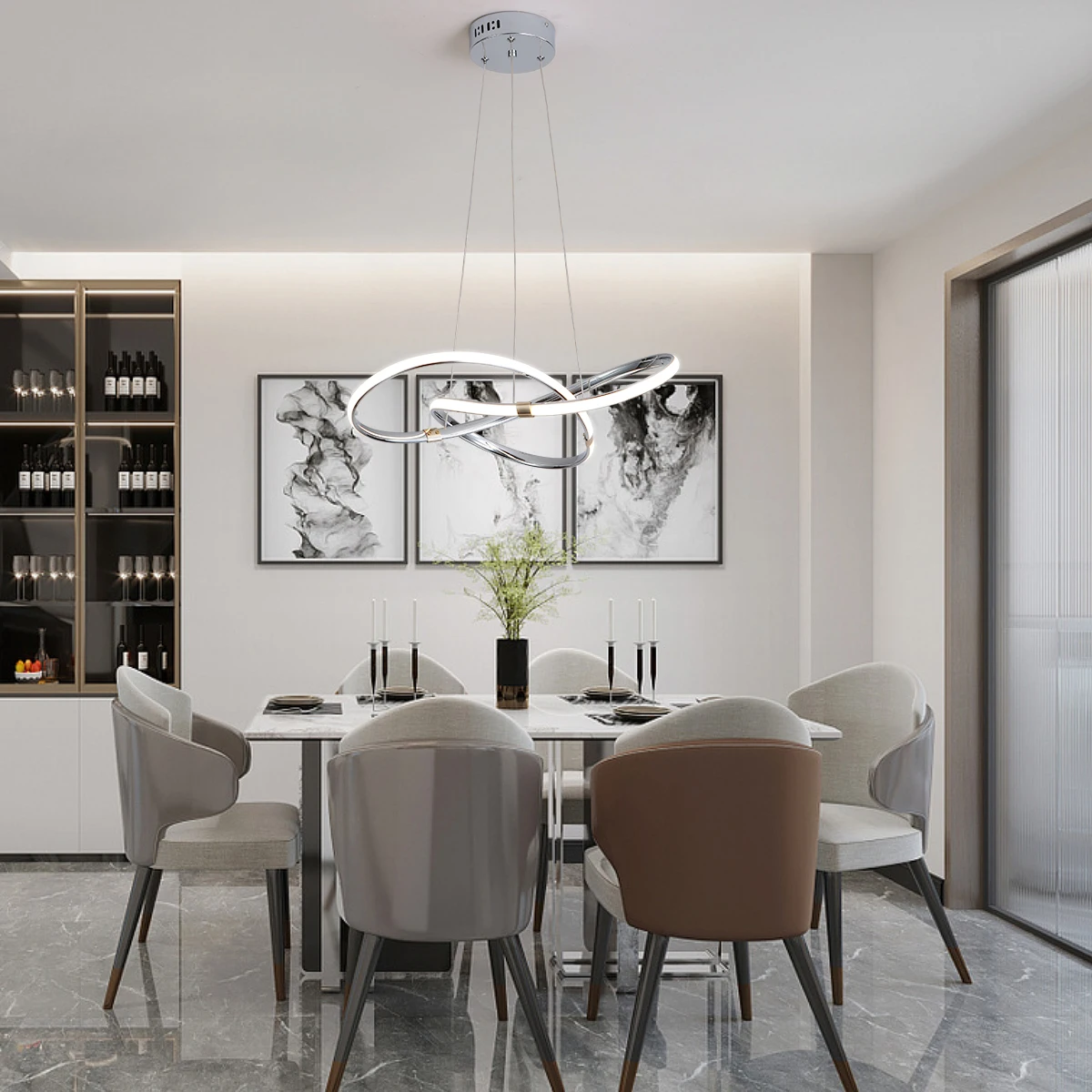 Pendant LED Chandelier Lamp Modern Dia540mm AC110-240V Hanging Chandelier Lights for Dinning Bed room Kitchen Alexa Google Home