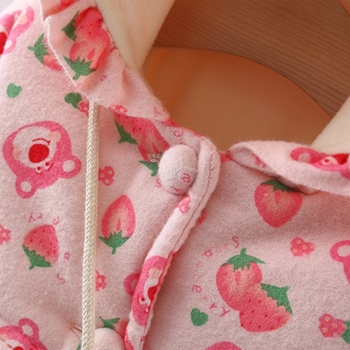 Baby Girl'S Cotton Coat Winter Teddy Bear Long Ear Cotton Coat Jacket Cute Strawberry Girl'S Clothing