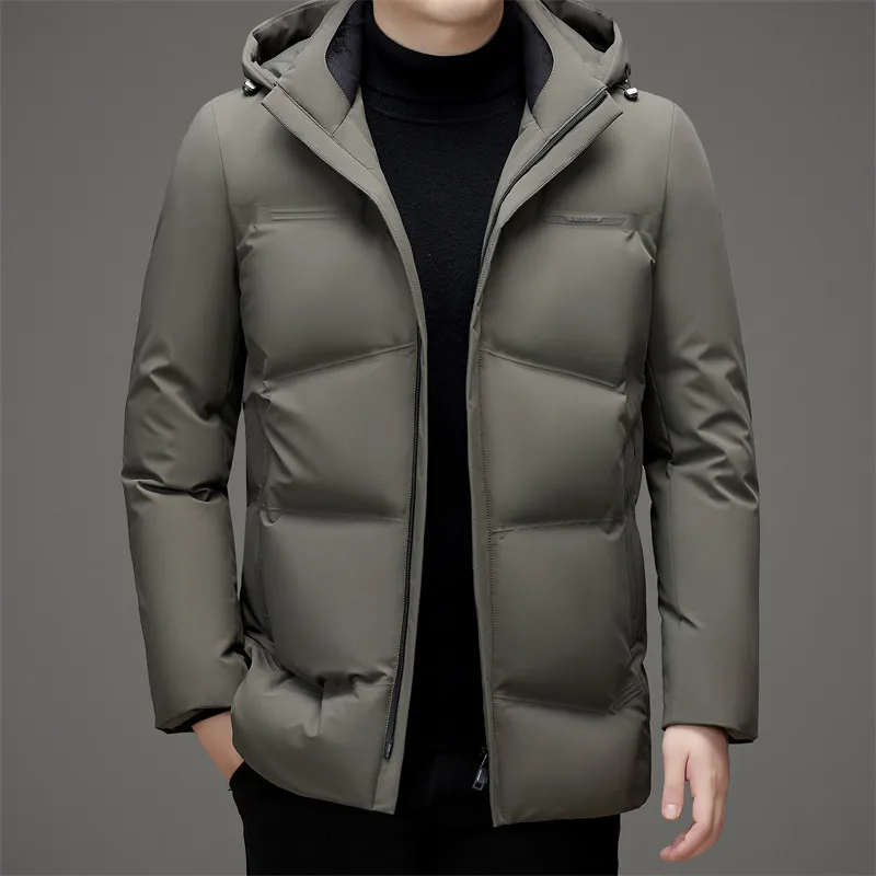 Casual Winter Men's Warm Hooded Duck Down Jackets Outwear Solid Puffer Coats Business Windproof Thick Down Padded Clothing