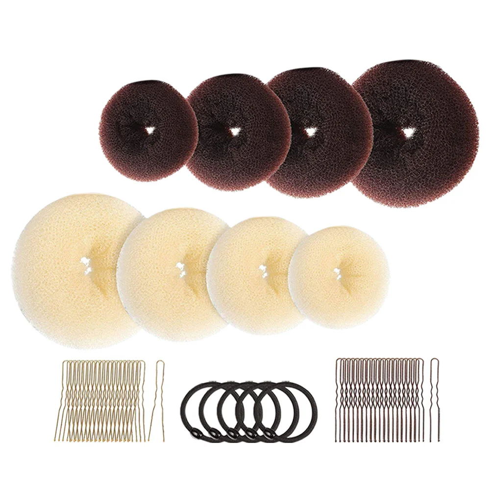 

1 Set Donut Hair Bun Makers U-shaped Pins Hair Ties Women Girls Hair Styling Supplies