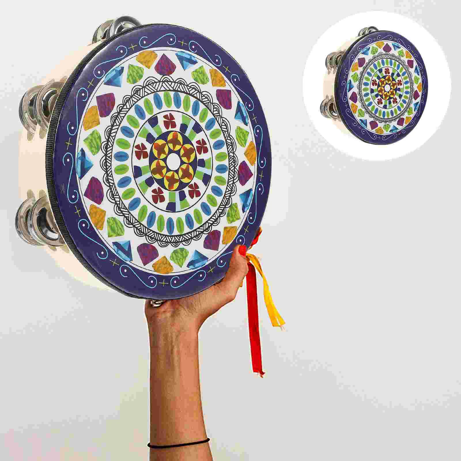 

Tambourine Birthday Party Favor Musical Instrument Toy Hand Knocking Drum Drums for Kids Wooden Toys