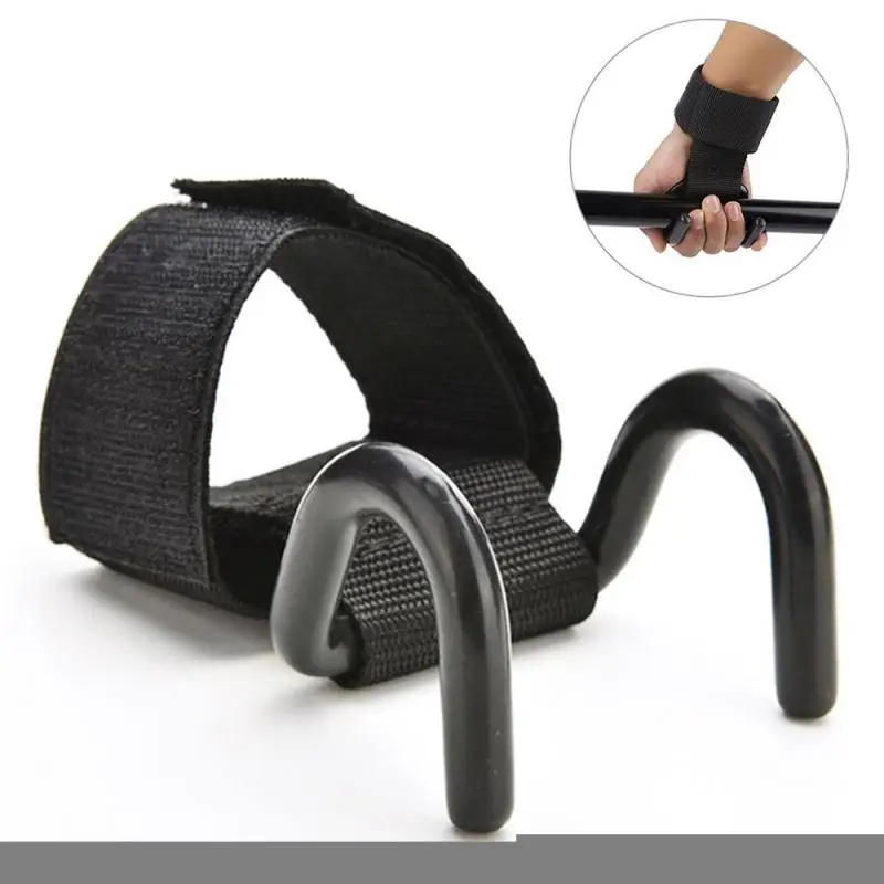 1PC Adjustable Strong Steel Hook Grips Straps Weight Lifting Strength Training Gym Fitness Black Wrist Support Lift Straps 4