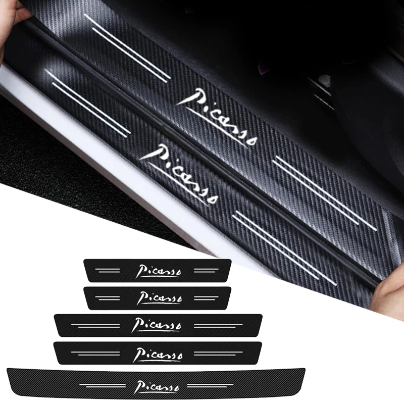 

Наклейки на порог автомобильной двери, Внешняя защита для багажника, наклейки для логотипа Citroen Picasso 2021 2020 2019 2018 2017 2016 2015 2014