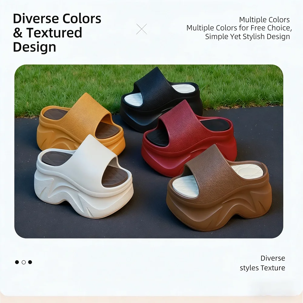 Damen 9cm Super Hohe Absätze Plateau-Pantoletten Rutschfeste EVA-Dicksohlen Modische Schuhe Chunky Sandalen für Outdoor und Freizeit – Detail 5