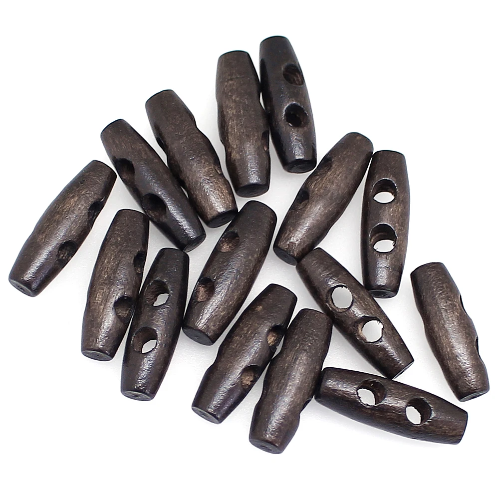 6 Boutons En Bois Pour Manteau – Forme Crochue / Dents – Fabriqués Aux USA