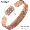 ARADOO Vintage Style Pure Copper Cuff Bracelets with 3500 Gauss Neodymium Magnetic Therapy Bangle Jewelry Gifts 1