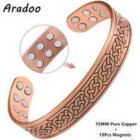 ARADOO Vintage Style Pure Copper Cuff Bracelets with 3500 Gauss Neodymium Magnetic Therapy Bangle Jewelry Gifts 1