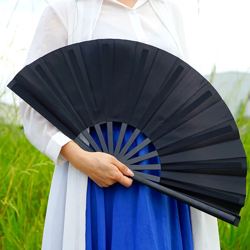 

Chinese Folding Fan Stage Dance Fan Kung Fu Stage Supplies Solid Color Plastic Fan Rib Arts DIY Handmade Craft High Quality