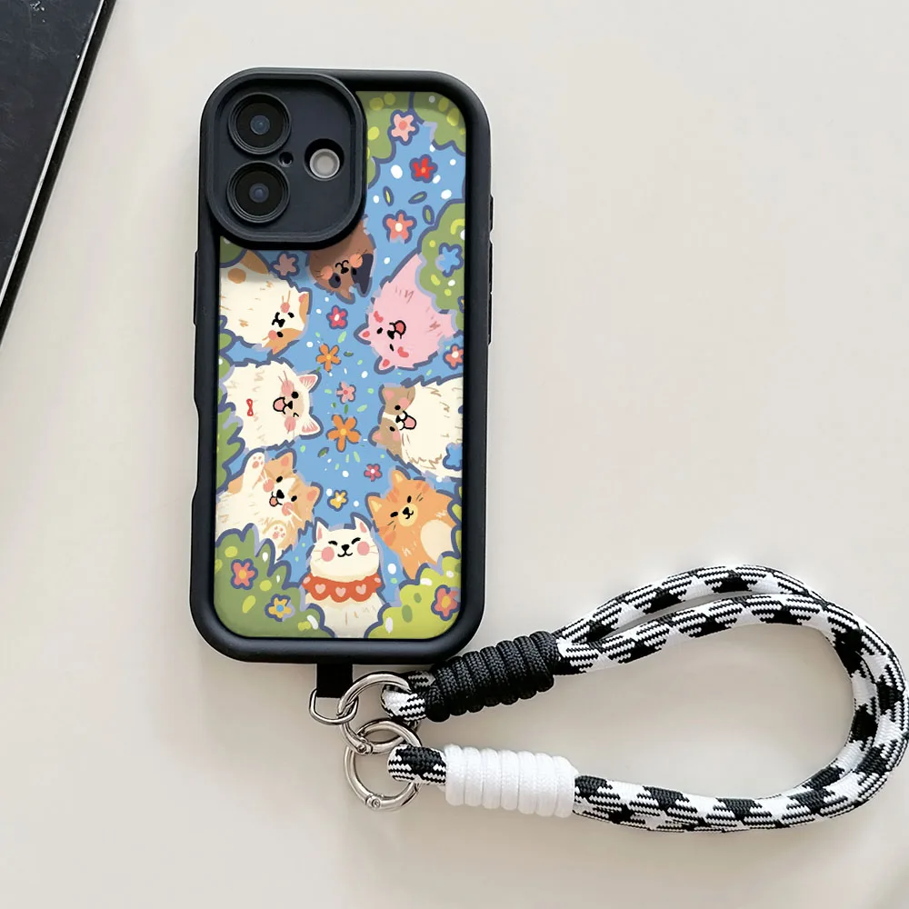 Cartoon Dog Wrist Chain Lanyard Phone Case Cover