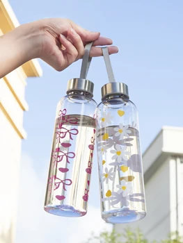 550ml Bowknot Plastic Water Bottle Little Daisy Gym Sport Water Bottle Leakproof Water Cup for Gym Travel Outdoor Activiti