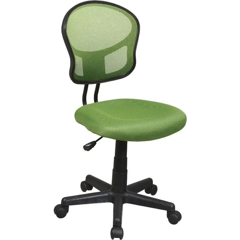 

OSP Home Furnishings EM Series Mesh Back Armless Task Chair with Padded Fabric Seat and 360 Degree Swivel, Green