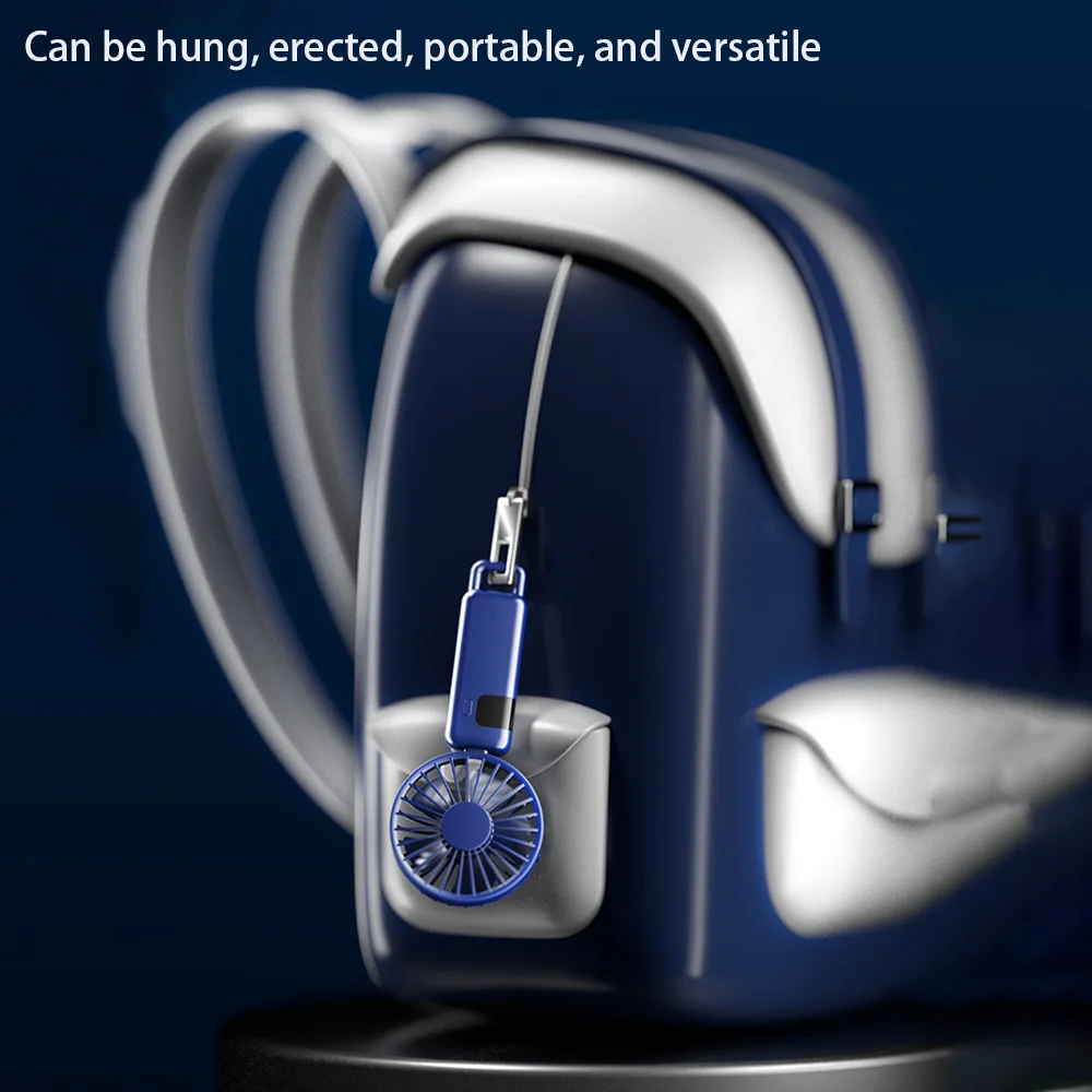 2000mAh Handheld Mini Fan Foldable Portable Neck Hanging Fans 5 Speed USB Rechargeable Fan with Phone Stand and Display Screen
