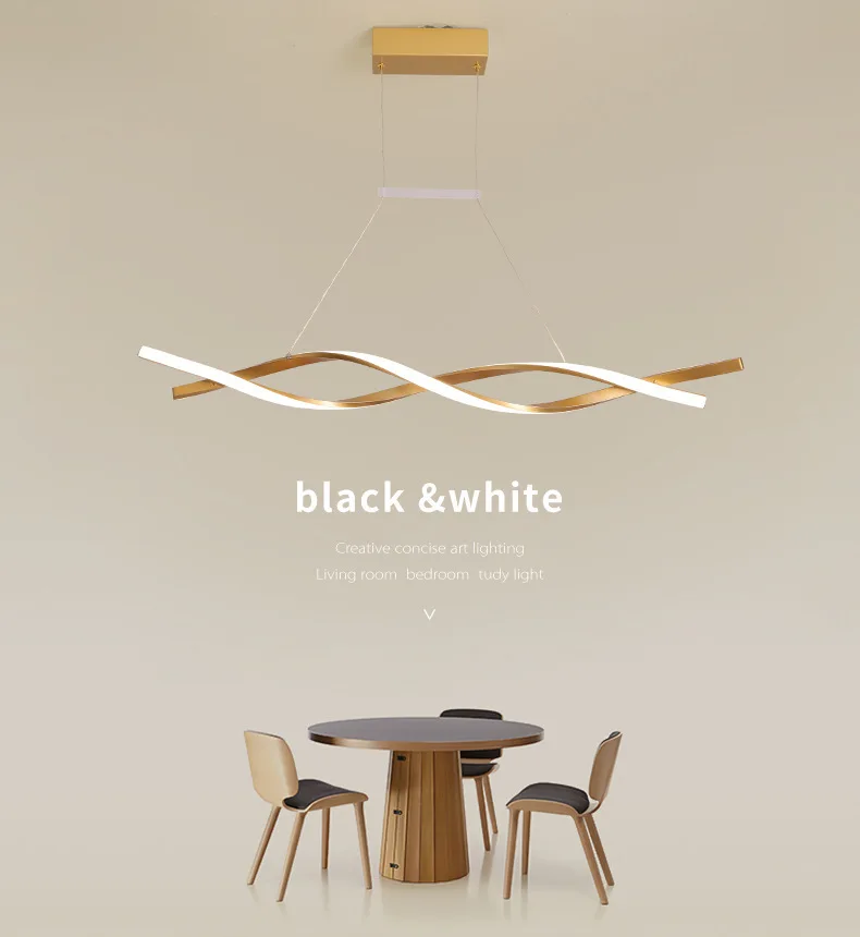 Lustre para Sala de Jantar Moderno Pingente Escritório Alumínio Pendurado Iluminações Preto - Ouro Branco Deco Luminária Luminárias 110-240v 1 Computers & Electronics