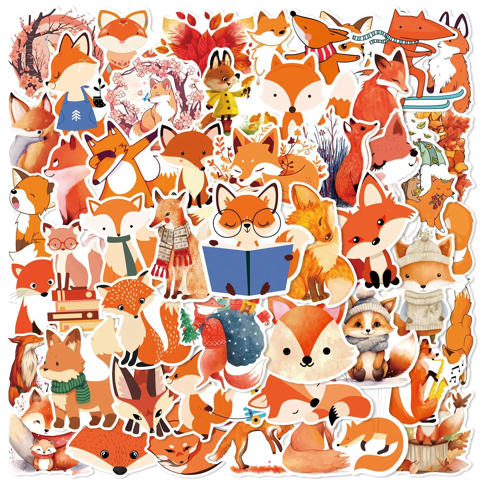 50 stücke Nette Fuchs Tiere Cartoon Graffiti Aufkleber Telefon Gitarre Laptop Notebook Koffer Wasser Flasche Wasserdichte Aufkleber Kinder Spielzeug