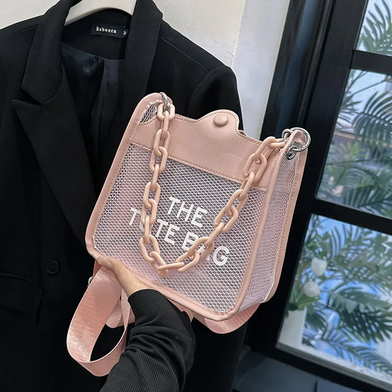 

New Women Luxury The Tote Brand Bags Transparent Bag Female 2023 Textured Handbag Fashion Personality Crossbody Bag Jelly Bag