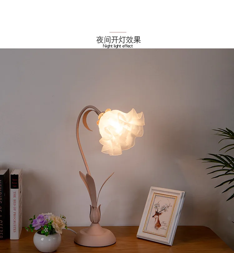 Romantic European Table Lamp Bedside Lamp Bedroom Ins Girl Heart Creative Net Red Flower Princess Room Desk Decorative Lamp