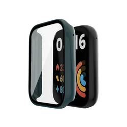 Durable Tempered Glass and PC Protective Case for Mi Band 8 Active (Green)