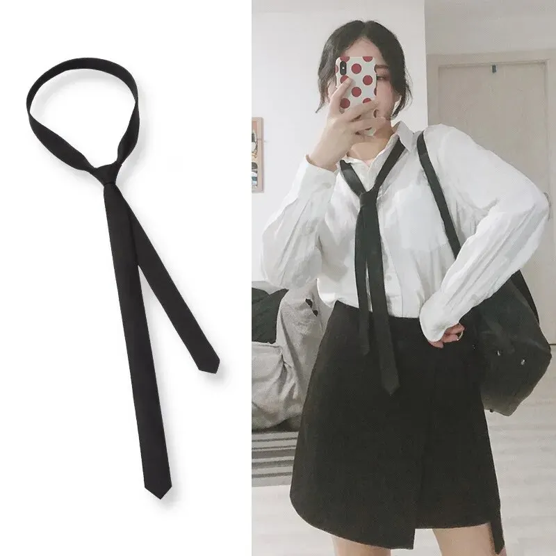 Narrow Tie 3cm Ultra-Narrow Men/Women Japanese School Style Shirt Decoration Suitable Funerals neck ties