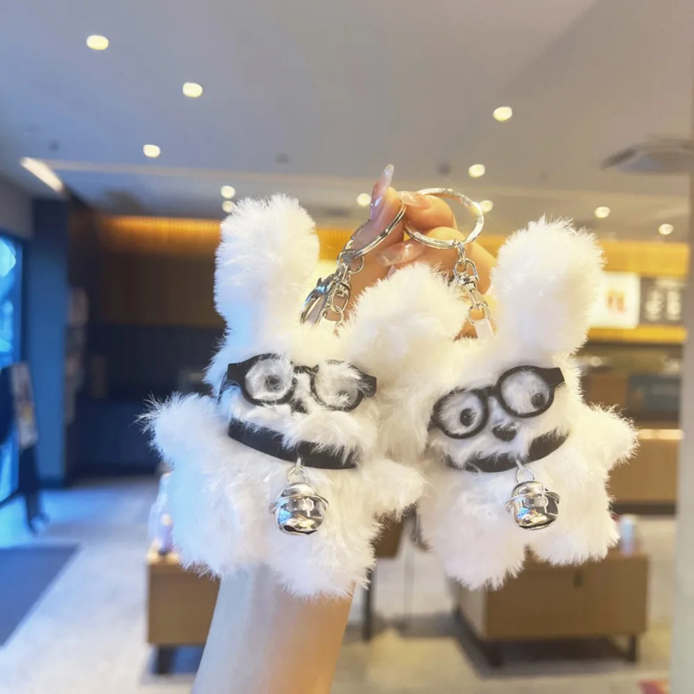 

Long Ear Dog Plush Pilot Rabbit Doll Key Chain Sweet Maltese Wear Glasses Puppy Cartoon Design Kid Gifts