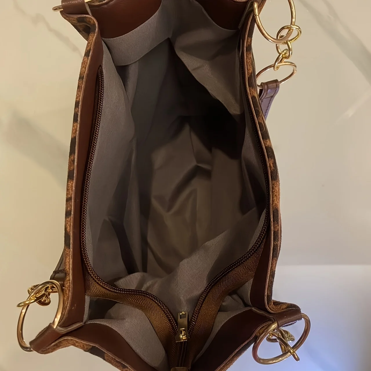 Vintage Leopard Print Handbag Stylish Brown PU Tote Shoulder Bag, Perfect for Women Shopping, Commuting, Office, College, Travel