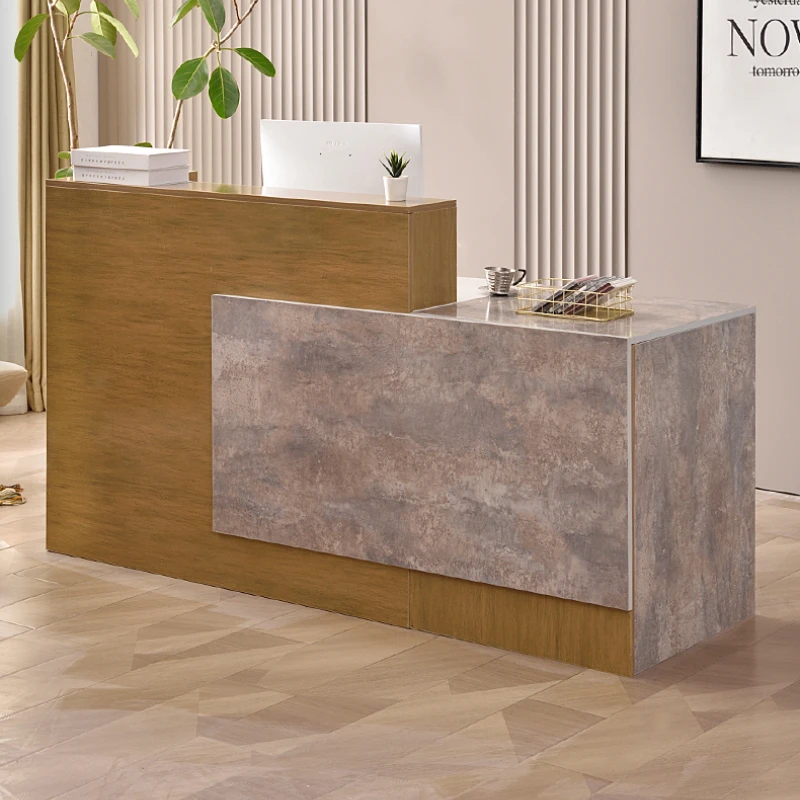 Solid Wood Front Desk Table Aesthetics Counter Outdoor Businesss Cash Register Cabinet Reception Simple Modern Wine Bar Home