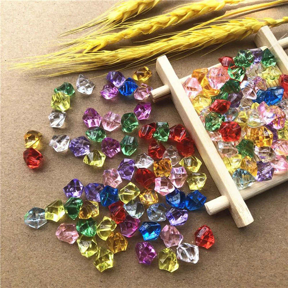 

200PCS Acrylic Stones Plastic Gem Stone Ice Rocks Fake Ice Cubes Crushed Stone Table Scatter Vase Fish Tank Decoration