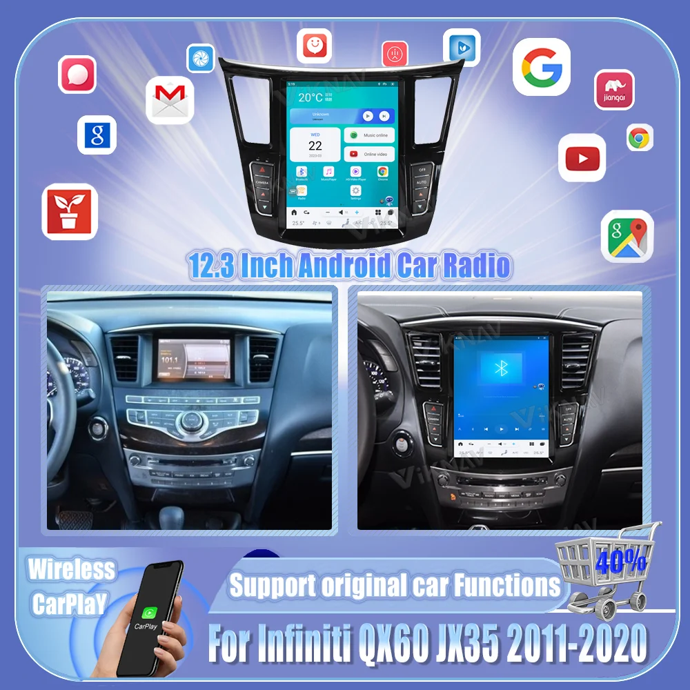 

12.3 Inch Android11 Car Head Unit For For Infiniti QX60 JX35 2011-2020 Car Radio Receiver GPS Navigation Multimedia Video Player