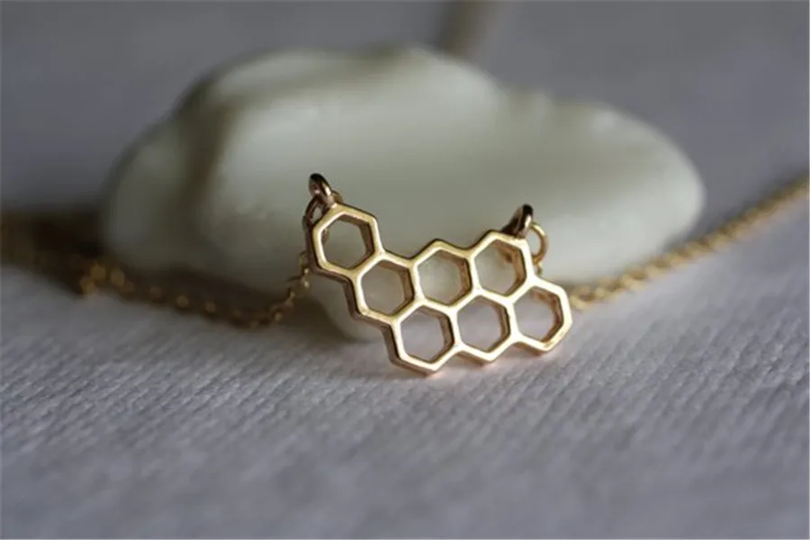 Honey Comb Beehive Honeycomb Padrão Pingente Cadeia Colar, Linha ...