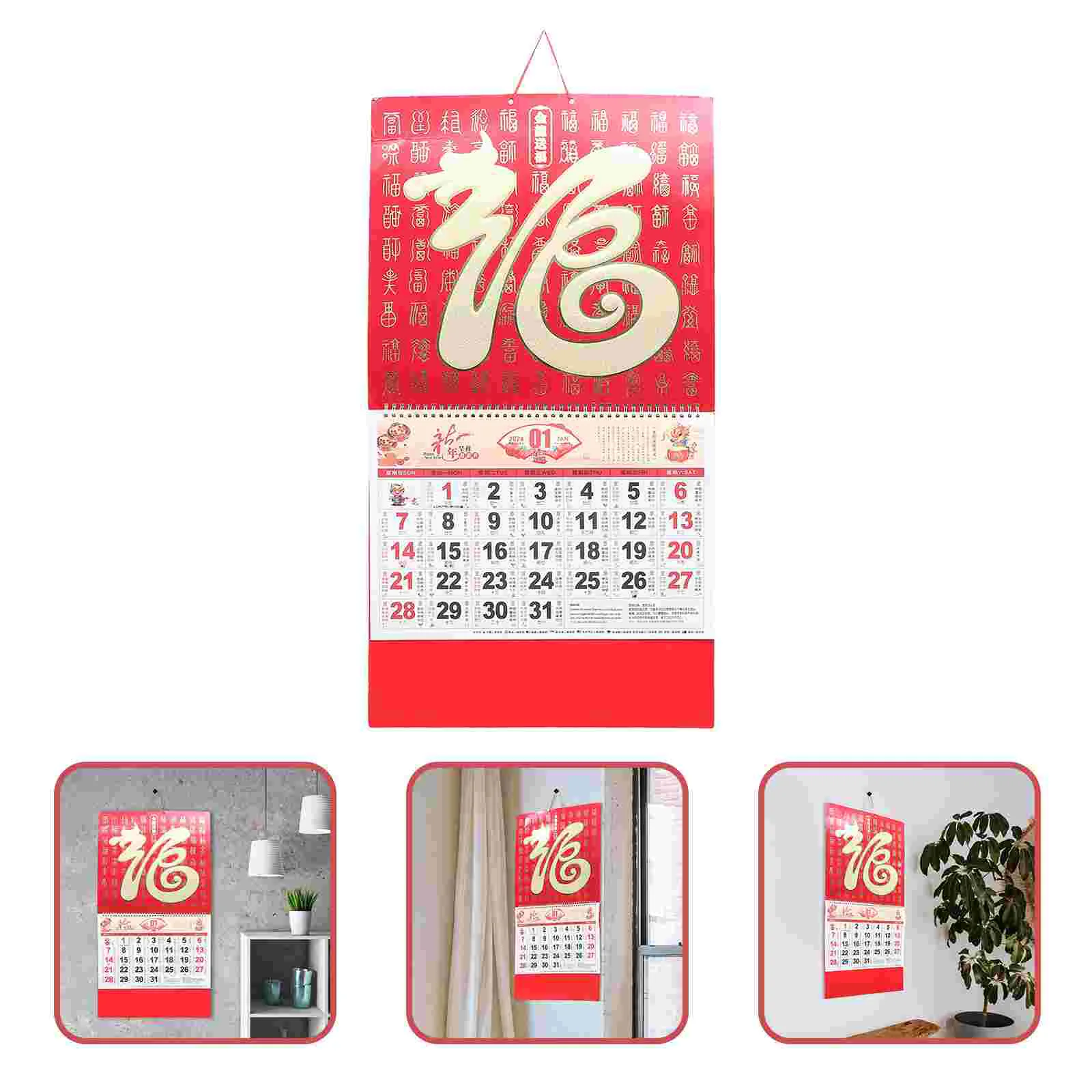 2024 Wall Calendar Vintage Year Dragon Hanging Calendar Traditional Chinese Lunar Calendar Monthly Schedule chinese new year calendar wall tearable calendar hanging calendar 2024 traditional lunar calendar