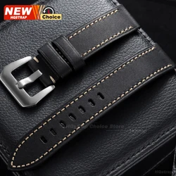 Elegant Vintage Leather Smartwatch Wristband Accessory - Unisex Sport Bracelet - 22mm (Black Silver)