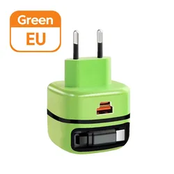 Universal 65W USB - C Charger with Telescopic Cable and EU/UK Plugs - Green EU